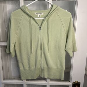 Banana Republic Cashmere Zip Hooded Sweater Lime Mint Green Women's Medium
